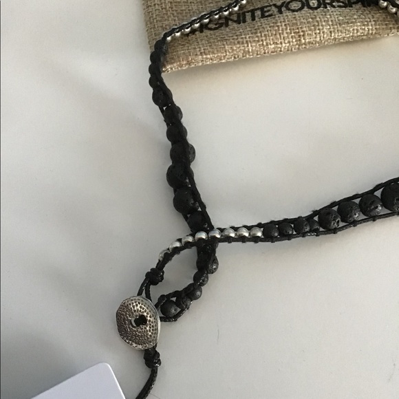 Lava stone Silver zinc wrap Spirit Wrist bracelet - Picture 3 of 4